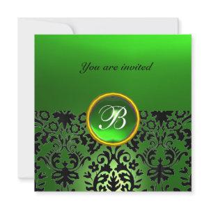 DAMASK GEM STONE MONOGRAM jade green