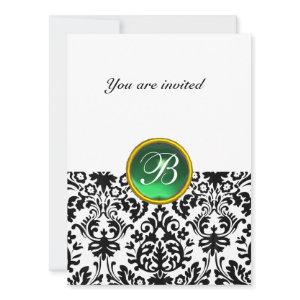 DAMASK GEM STONE MONOGRAM jade green white