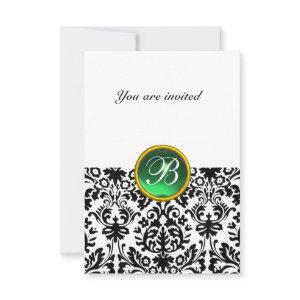 DAMASK GEM STONE MONOGRAM jade green white rsvp
