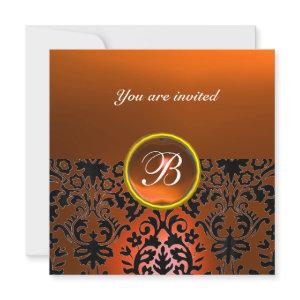 DAMASK GEM STONE MONOGRAM orange agate,yellow