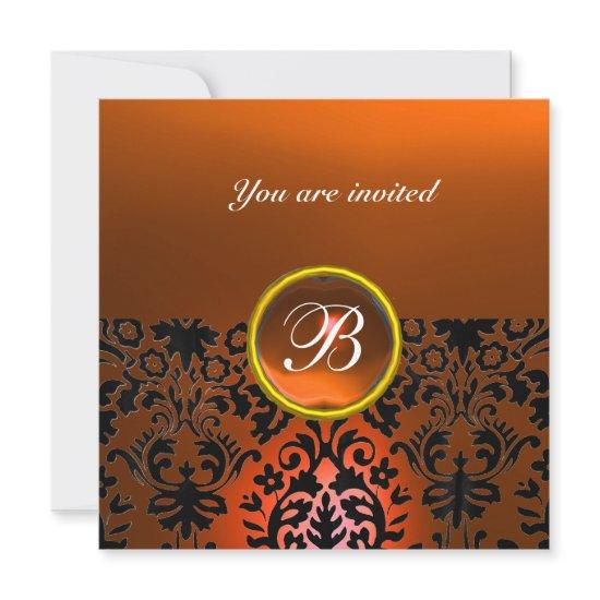 DAMASK GEM STONE MONOGRAM orange agate,yellow