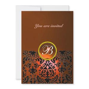 DAMASK GEM STONE MONOGRAM orange agate,yellow