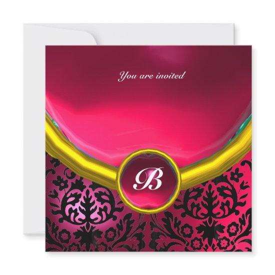 DAMASK GEM STONE MONOGRAM pink  fuchsia ruby