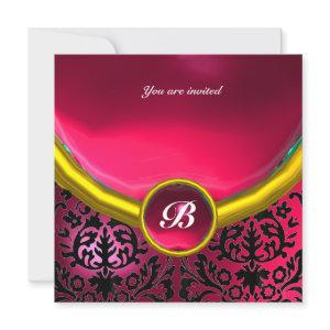 DAMASK GEM STONE MONOGRAM pink  fuchsia ruby