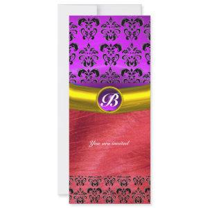 DAMASK GEM STONE MONOGRAM pink purple violet silk
