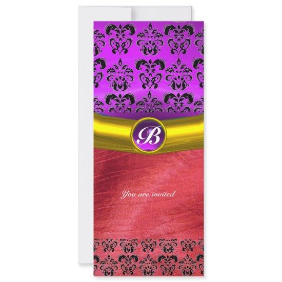 DAMASK GEM STONE MONOGRAM pink purple violet silk