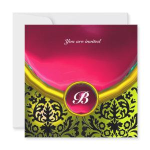 DAMASK GEM STONE MONOGRAM pink yellow