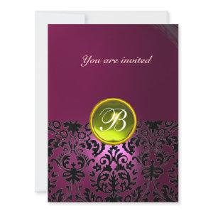 DAMASK GEM STONE MONOGRAM pink yellow