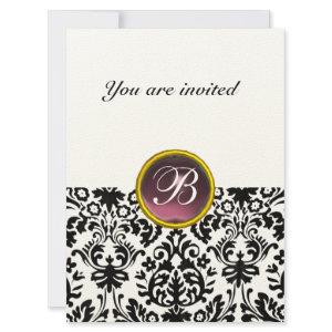 DAMASK GEM STONE MONOGRAM  purple speckled