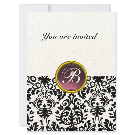 DAMASK GEM STONE MONOGRAM  purple speckled