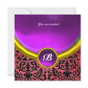 DAMASK GEM STONE MONOGRAM purple violet silk