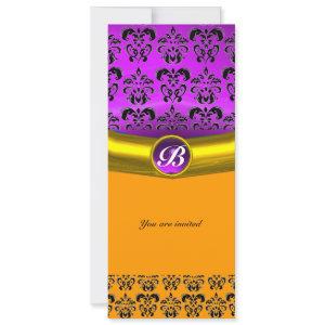 DAMASK GEM STONE MONOGRAM purple violet,yellow