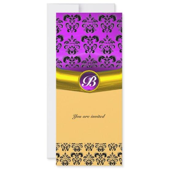 DAMASK GEM STONE MONOGRAM purple violet,yellow