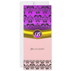 DAMASK GEM STONE MONOGRAM purple white black
