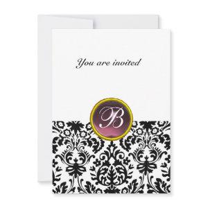 DAMASK GEM STONE MONOGRAM  purple white rsvp