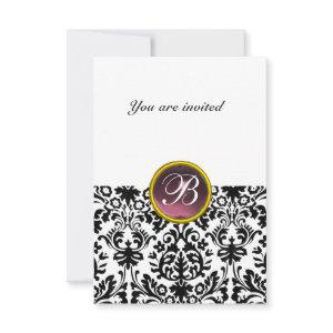 DAMASK GEM STONE MONOGRAM  purple white rsvp