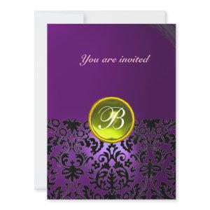 DAMASK GEM STONE MONOGRAM purple yellow