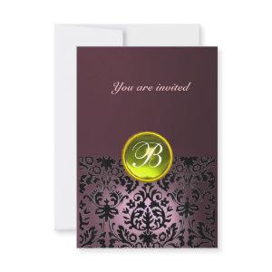 DAMASK GEM STONE MONOGRAM purple yellow rsvp