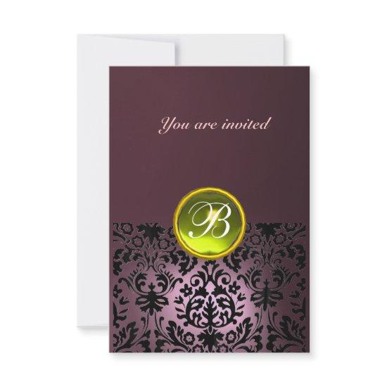 DAMASK GEM STONE MONOGRAM purple yellow rsvp