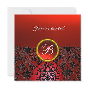 DAMASK GEM STONE MONOGRAM red black white