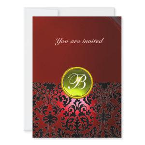 DAMASK GEM STONE MONOGRAM red yellow