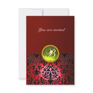 DAMASK GEM STONE MONOGRAM red yellow rsvp