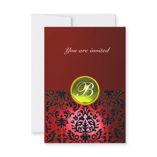 DAMASK GEM STONE MONOGRAM red yellow rsvp