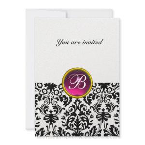DAMASK GEM STONE MONOGRAM ruby pink fuchsia ice