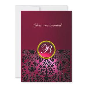 DAMASK GEM STONE MONOGRAM ruby pink fucsia