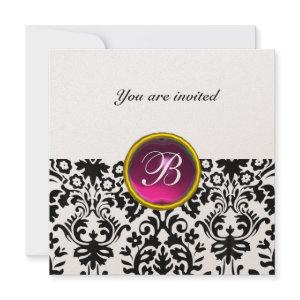 DAMASK GEM STONE MONOGRAM ruby pink gold