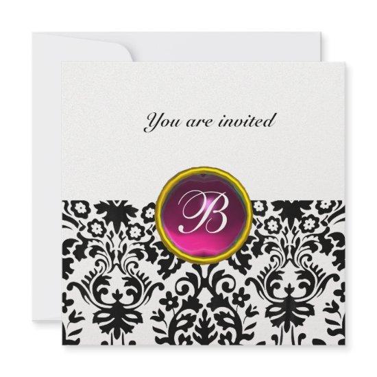 DAMASK GEM STONE MONOGRAM ruby pink ice