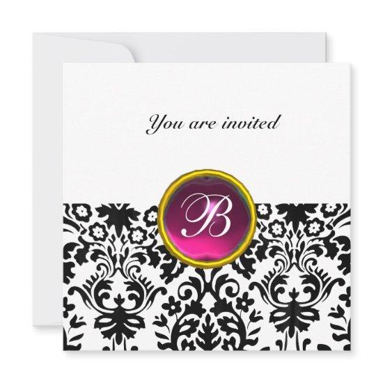 DAMASK GEM STONE MONOGRAM ruby pink white