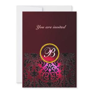 DAMASK GEM STONE MONOGRAM ruby red burgundy