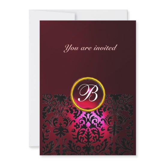 DAMASK GEM STONE MONOGRAM ruby red burgundy