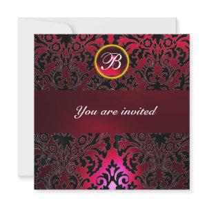 DAMASK GEM STONE MONOGRAM ruby red burgundy