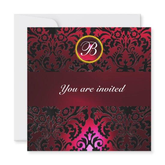 DAMASK GEM STONE MONOGRAM ruby red burgundy