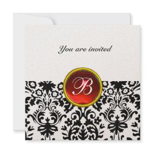 DAMASK GEM STONE MONOGRAM ruby red gold