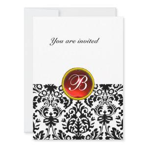 DAMASK GEM STONE MONOGRAM ruby red white