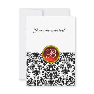 DAMASK GEM STONE MONOGRAM ruby red white rsvp