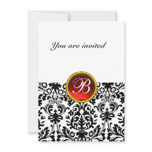 DAMASK GEM STONE MONOGRAM ruby red white rsvp