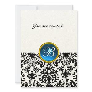 DAMASK GEM STONE MONOGRAM sapphire blue felt