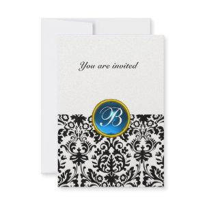 DAMASK GEM STONE MONOGRAM sapphire blue ice rsvp