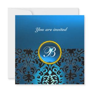 DAMASK GEM STONE MONOGRAM sapphire blue