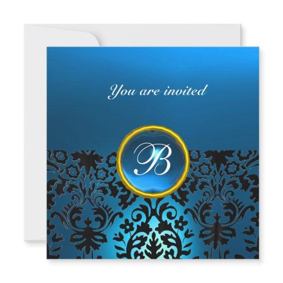 DAMASK GEM STONE MONOGRAM sapphire blue