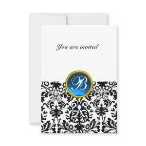 DAMASK GEM STONE MONOGRAM sapphire blue white rsvp