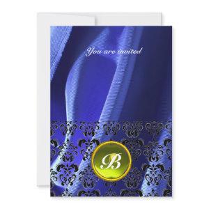 DAMASK GEM STONE MONOGRAM silk blue