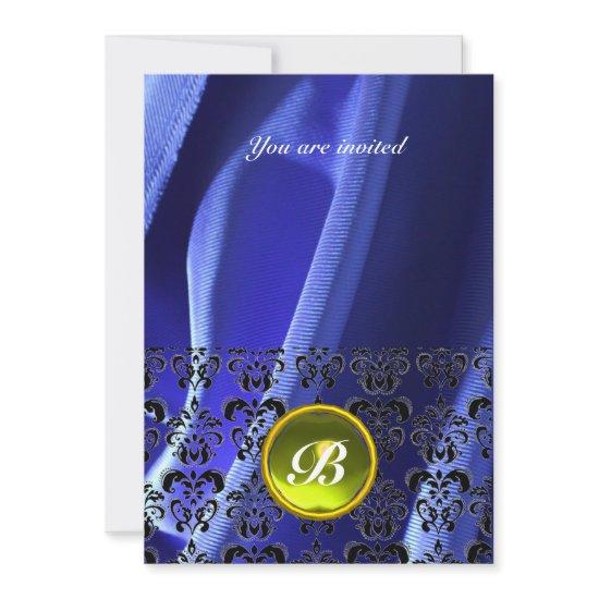 DAMASK GEM STONE MONOGRAM silk blue