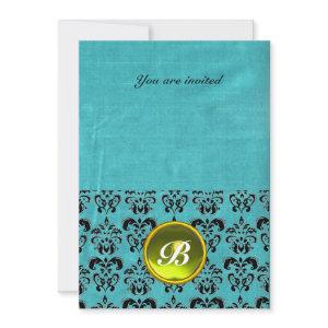 DAMASK GEM STONE MONOGRAM silk blue pink