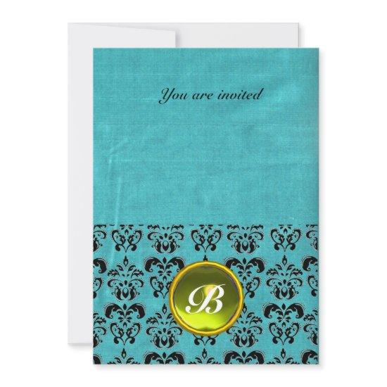 DAMASK GEM STONE MONOGRAM silk blue pink