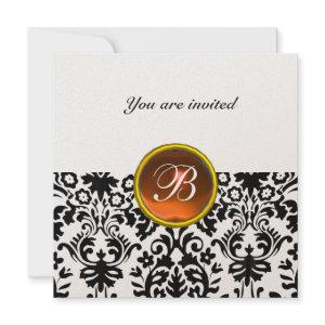 DAMASK GEM STONE MONOGRAM topaz  orange gold